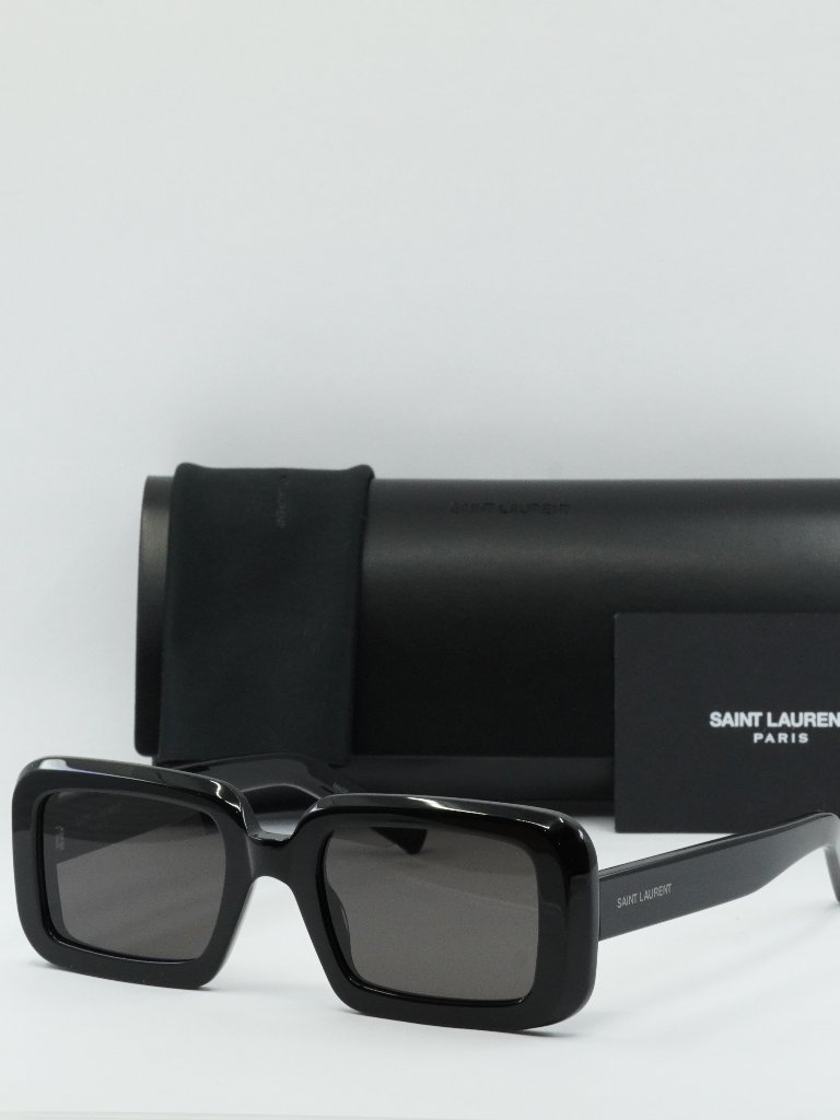 Saint Laurent Sl534 Sunrise 001 Rectangle Sunglasses - Shiny Black/Black